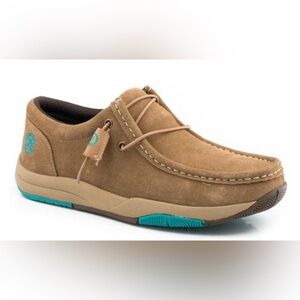 BRAND NWT - Roper Womens Tan Leather Clearcut Low Suede Oxford Shoes - Size 7